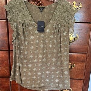 Lucky Brand Green Ruffled Blouse